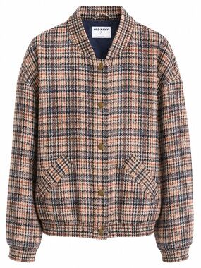 Old Navy Plaid Bomber Jacket in Tan and Navy